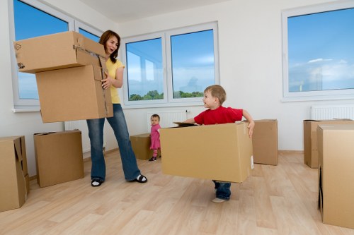 Packed boxes ready for temporary storage in Westhampstead