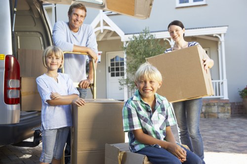 Packed boxes and student belongings organized for storage