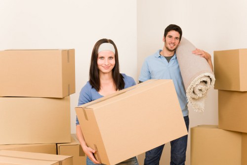 Packed moving boxes ready for a local move in West Hampstead