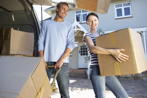 Household items organized for mobile storage in Westhampstead